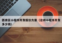 西青區(qū)小程序開(kāi)發(fā)報(bào)價(jià)方案（滄州小程序開(kāi)發(fā)多少錢(qián)）