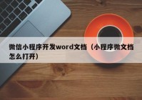 微信小程序開(kāi)發(fā)word文檔（小程序微文檔怎么打開(kāi)）