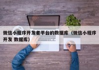 微信小程序開發(fā)者平臺(tái)的數(shù)據(jù)庫（微信小程序開發(fā) 數(shù)據(jù)庫）